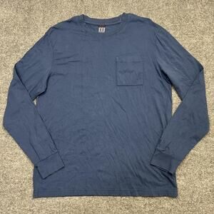 Topo Designs Shirt Mens Large Blue Long Sleeve Pocket Organic Cotton Workwear